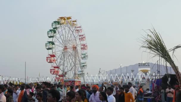 Vijayanagara Inde Février 2023 Vue Roue Géante Roue Ferris Foule — Video