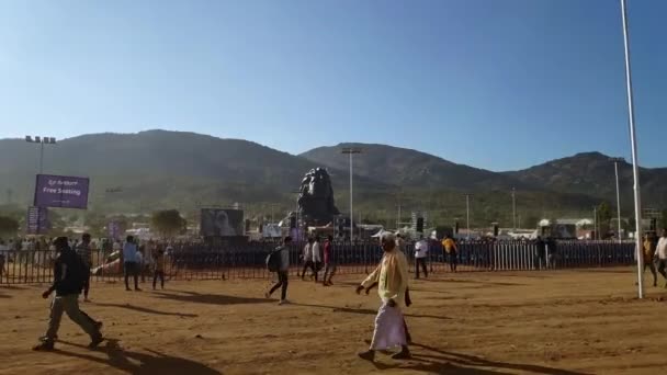 Chikkaballapur Índia Janeiro 2023 Uma Visão Ampla Multidão Pessoas Estátua — Vídeo de Stock