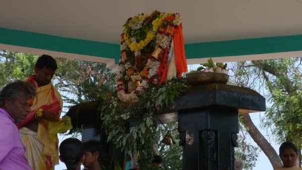 Vijayanagara India February 2023 Video Indian Priest Worshipping God Temple — Stockvideo