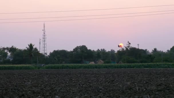 Časoprostorové Video Západu Slunce Nad Malou Vesničkou Severním Karnataku Během — Stock video