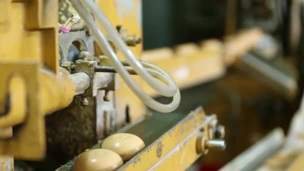 Närbild Tvål Stämpling Eller Tvål Forma Machine Manufacturing Soap Conveyor — Stockvideo