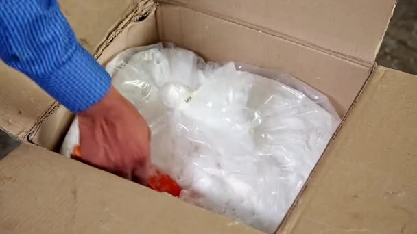 工場内における石鹸製造用の固定具又は添加剤の取出しの考え方 — ストック動画