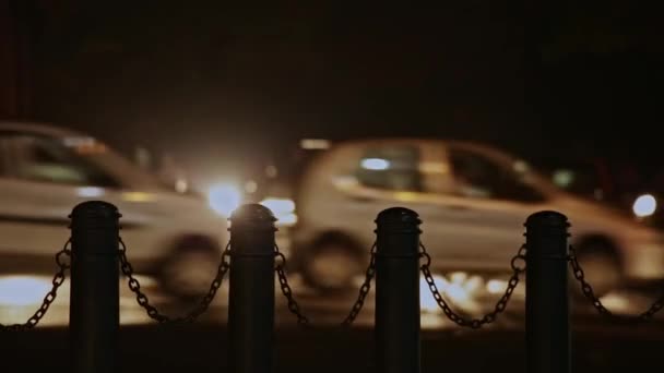 Colorful Bokeh Vehicle Lights Traffic Signal Street Night Night City — Stock Video