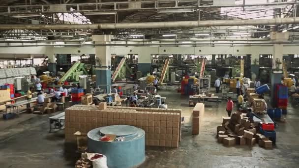 Bangalore Indien April 2016 Panoramabild Indiska Arbetare Produktionslinjen För Tvålfabrik — Stockvideo