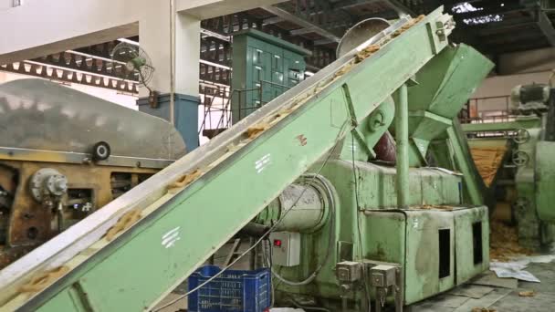 Vídeo Restos Sabão Resíduos Movimento Transportador Para Reutilização Fábrica Processo — Vídeo de Stock
