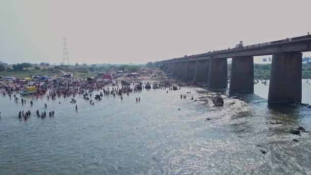 Vijayanagara Hindistan Şubat 2023 Yazın Hindu Dini Festivali Sırasında Köprünün — Stok video