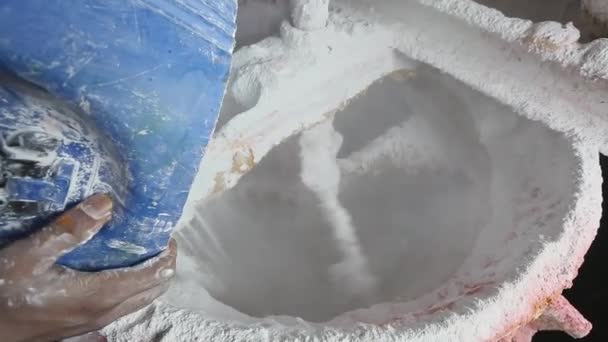 ミキサーやブレンダーの添加物と混合される石鹸成分の閉鎖 石鹸製造プロセス 石鹸工場 — ストック動画