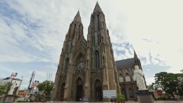 Красивий Вид Найвищої Церкви Святої Філомени Mysore National Landmark Один — стокове відео