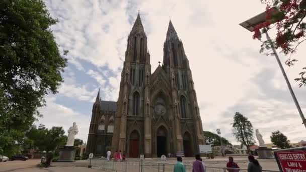 Mysore Indie Czerwiec 2016 Piękny Szeroki Widok Najwyższy Kościół Filomeny — Wideo stockowe