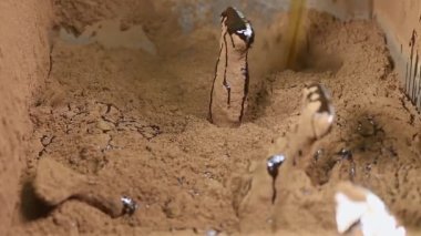 Fabrikada tütsü konisi yapmak için gerekli yağ ve malzemelere yakın çekim. Tütsü konisi üretimi