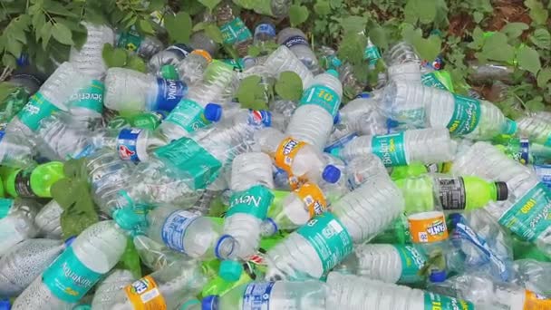 Bangalore India Mayo 2023 Vista Panorámica Botellas Plástico Acumuladas Una — Vídeo de stock
