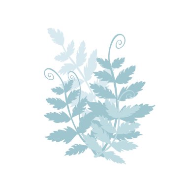 Beyaz yassı dizayn üzerine eğreltiotu biçimlendirilmiş bitki web, baskı ve kumaş baskısı için stok vektör çizimi