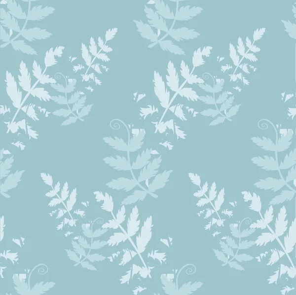 蓝色扁平设计图库上的蕨类蓝型植物无缝图案 用于网络 织物印刷 — 图库照片