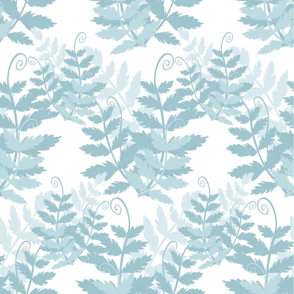 ファーンブルーのスタイリッシュな植物シームレスなパターン 白いフラットデザインストックベクターのイラスト 印刷用 ファブリックプリント用 — ストック写真
