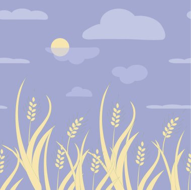 Mor yatay desenli buğday sarısı kulaklar ağ için, baskı için, kumaş baskısı için...