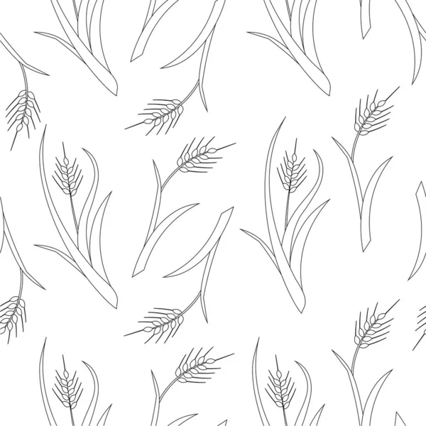Ähren Aus Weizen Monochrom Nahtlose Muster Vektor Illustration Für Web — Stockfoto
