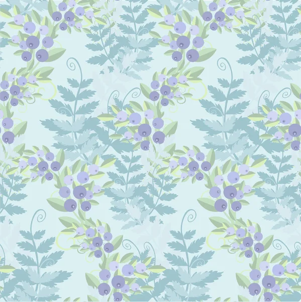 Pflanze Mit Grünen Blättern Blaue Früchte Blaubeerfarn Pastellfarbenes Flaches Design — Stockfoto
