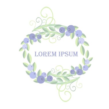 Çelenk sepeti içindeki yaban mersini ağ için düz tasarım çizimi, izole edilmiş yazdırma nesnesi için 