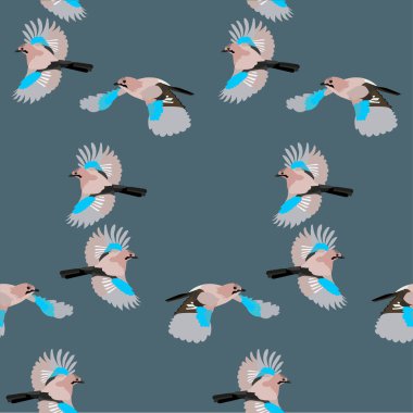 Avrasya kuşunun kusursuz deseni mavi orman kuşu deseni ağ için, baskı için, kumaş baskısı için