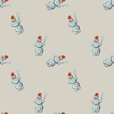 Kardan adam kusursuz desen. Pastel trend renkleri mavi bej bej beyaz kış tatilleri web, baskı, kumaş baskısı, ambalaj kağıdı için