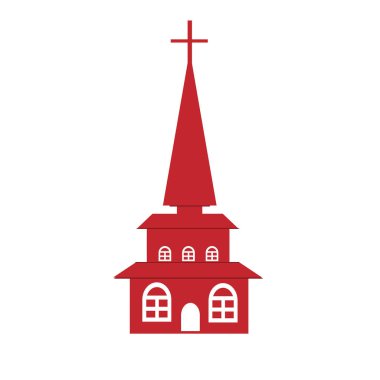 Hristiyan kilisesi kırmızı ikonu, ağ için izole edilmiş beyaz nesne üzerinde stok vektör illüstrasyonu