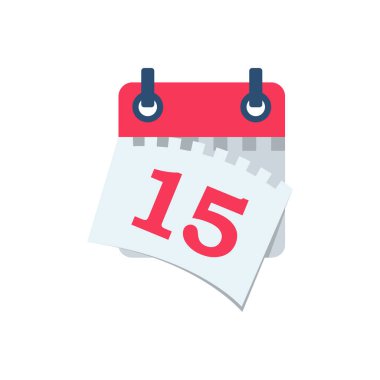 Tear off the calendar sheet. 15 is the date on the calendar. Off date. Deadline concept. Template page. Vector illustration flat design. Isolated on white background.