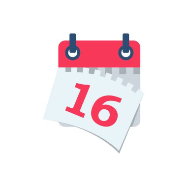 Tear off the calendar sheet. 16 is the date on the calendar. Off date. Deadline concept. Template page. Vector illustration flat design. Isolated on white background.