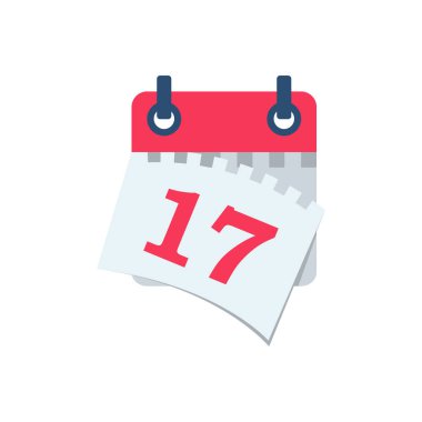 Tear off the calendar sheet. 17 is the date on the calendar. Off date. Deadline concept. Template page. Vector illustration flat design. Isolated on white background.