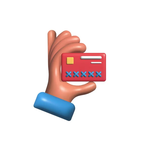 Kreditkarte Kreditkarte Der Hand Halten Geld Für Online Einkauf Bezahlung — Stockvektor