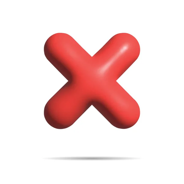 Czerwony Krzyż Render Ikona Odrzućcie Znak Czerwony Znak Negatywny Symbol — Wektor stockowy
