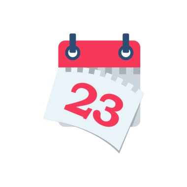 Tear off the calendar sheet. 23 is the date on the calendar. Off date. Deadline concept. Template page. Vector illustration flat design. Isolated on white background. 