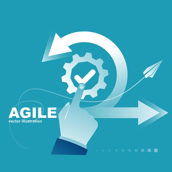 Agile Concept Businessman Running Success Life Cycle Processes Scheme Vector — Image vectorielle
