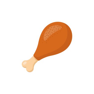 Tavuk budu ikonu. Fast food sembolü. Beyaz arka planda izole edilmiş tavuk butları. Kızarmış lezzetli but. Vektör illüstrasyon düz tasarım.