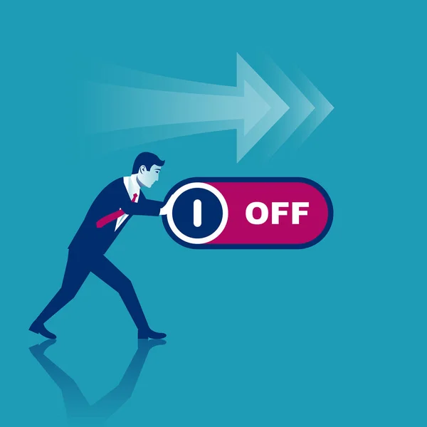 Businessman Presses Presses Button Vector Illustration Flat Design Isolated Background — 스톡 벡터