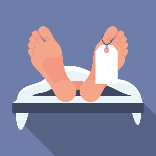 Corpse Morgue Dead Man Morgue Legs Dead Man White Tag — Vector de stock