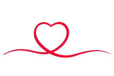 Heart line drawing. Continuous line drawing. Decorative line art design. Template for banner, Happy Valentine's day. Vector illustration flat design. Isolated on white background.