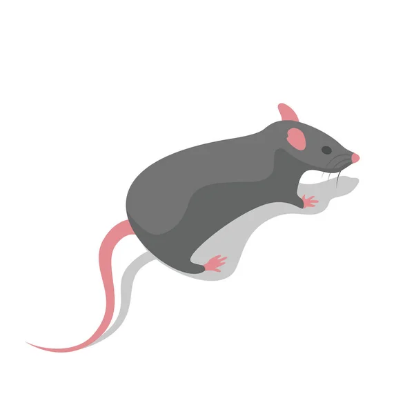 Runaway Mouse Rear View Close Gray Rodent Isometric Style Vector — ストックベクタ