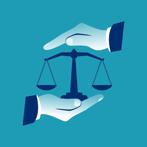 Hmotnost Váhy Spravedlnosti Držet Ruce Soudce Občanská Práva Právo Spravedlnost — Stockový vektor
