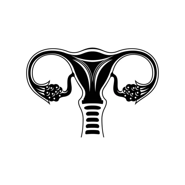 Черная Икона Женской Репродуктивной Системы Женская Анатомия Матка Шейка Матки — стоковый вектор