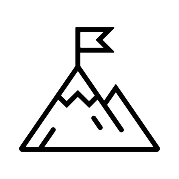 Успешная Миссия Икона Черной Линии Бизнес Концепция Флаг Вершине Горы — стоковый вектор
