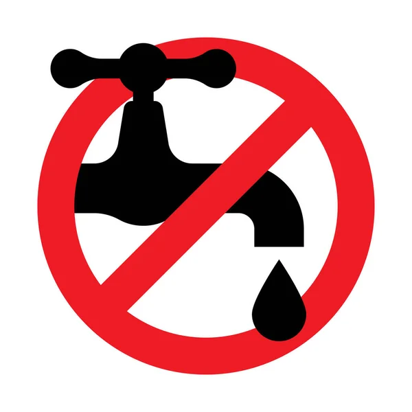 Pít Vodu Červený Zákaz Vodní Kohoutek Sklenici Vody Symbol Prohibice — Stockový vektor
