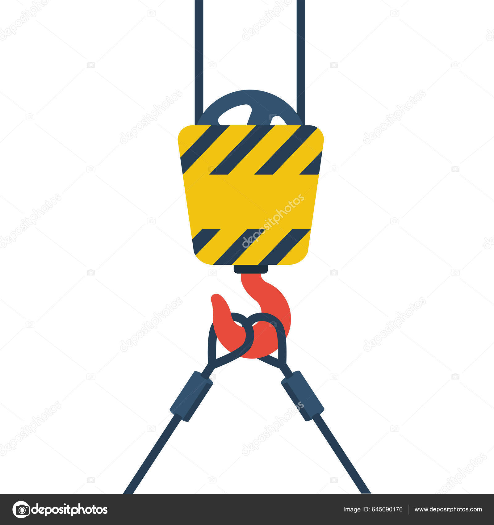 Crane Hook Isolated White Background Industrial Steel Hook Tower