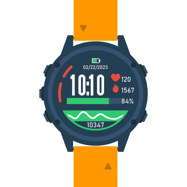 Sportief Slim Horloge Fitness Tracker Bij Hand Pedometer Met Activiteitsindicator — Stockvector