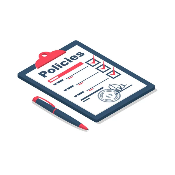 Clipboard Sheet Policies Write Safety Form Document Protection Vector Illustration — ストックベクタ