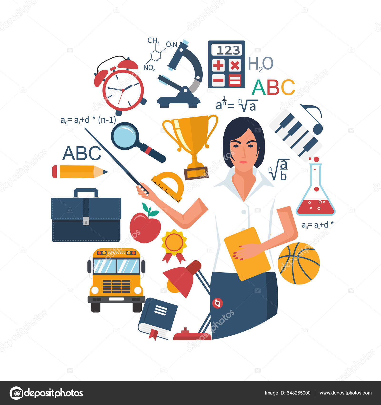 Feliz Dia Dos Professores Professor Profissional Com Ponteiro Perto Quadro  Vetor de ©threecvet.gmail.com 648265000, image size:1600x1700