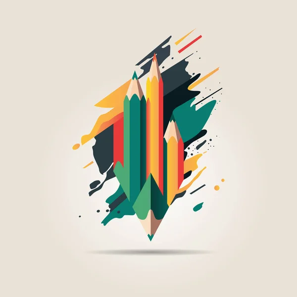Crayon Couleur Abstrait Concept Crayons Créatifs Innovation Solution Succès Éducation — Image vectorielle