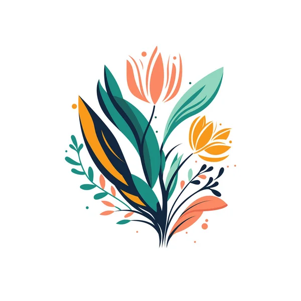 Абстрактный Весенний Цветок Красочный Логотип Векторная Иллюстрация Плоская Конструкция Изолированный — стоковый вектор