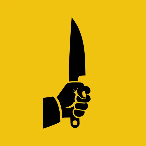 刀在手黑色图标 拿着刀的人矢量插画平面设计 以背景为由隔离 — 图库矢量图片