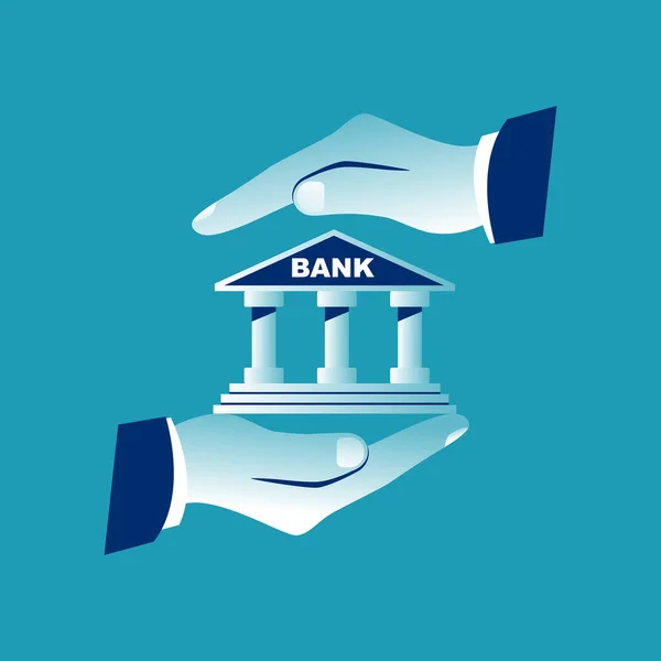 Protecção Bancária Segurança Bancária Mãos Segurar Poupanças Símbolo Proteção Segurança — Vetor de Stock