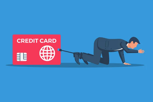 Kreditkarten Belasten Unternehmer Unter Der Last Der Schuldenverpflichtungen Große Schulden — Stockvektor